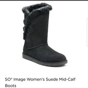 SO mid calf soft faux fur trim boot